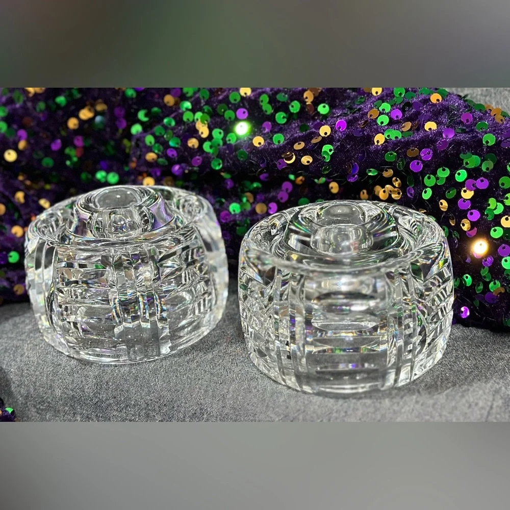 A pair of Waterford Crystal candle votives / holders